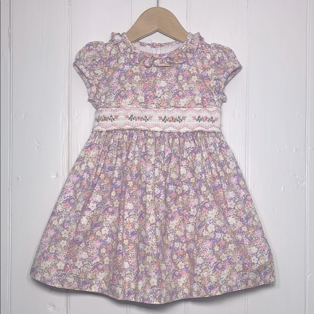 BONNIE JEAN NWOT/EUC Embroidered Smocked Floral Dress